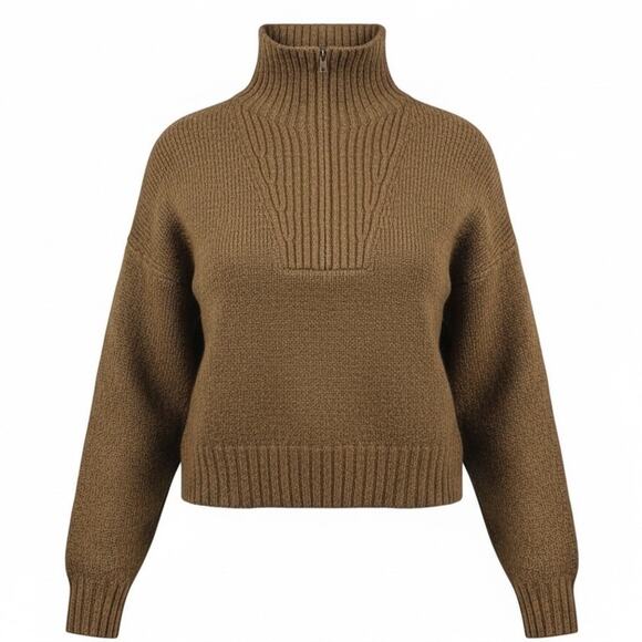 American Eagle Outfitters Sweaters - Vintage Y2K American Eagle Women's Brown Wool Blend Quarter Zip Sweater- Size XL